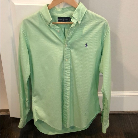 ralph lauren green long sleeve polo